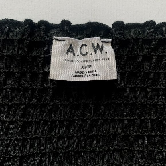 A.C.W. Black Satin Smocked Crop Top Bustier Corset Smock Goth Punk Romantic Emo - Picture 7 of 11